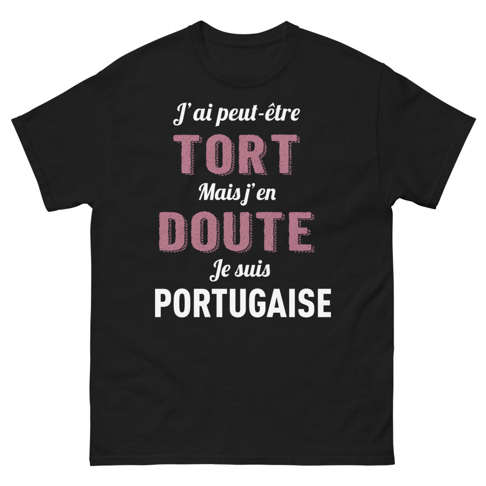 T-shirt Portugal noir - J'ai Peut-Être Tort, Mais J'en Doute