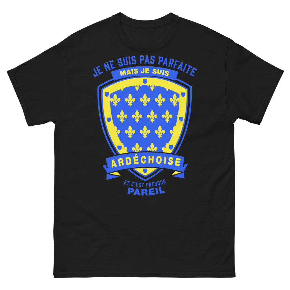 T-shirt Ardèche noir - Je ne suis pas parfaite mais fière