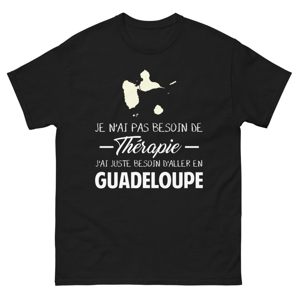 T-shirt Guadeloupe noir - Pas besoin de thérapie, juste du soleil