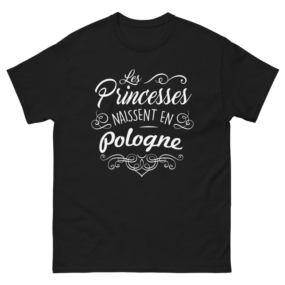 T-shirt Pologne noir - Les princesses naissent en Pologne