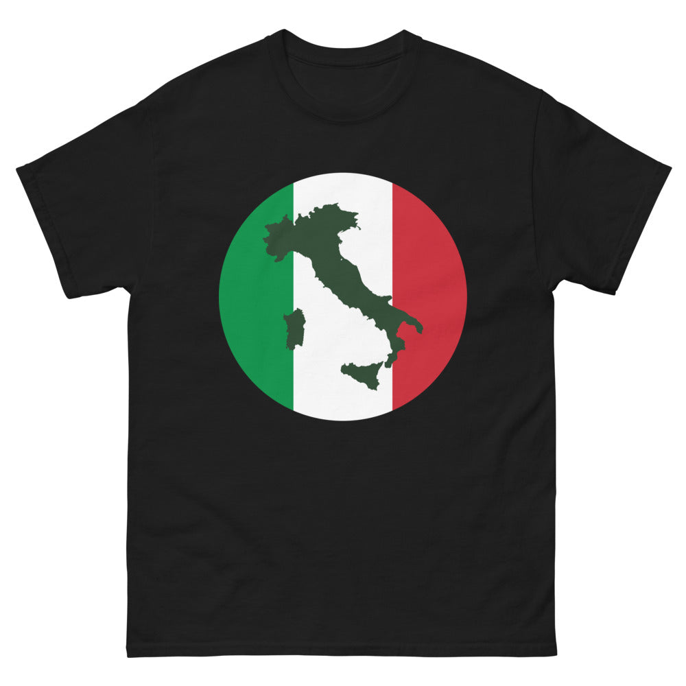 T-shirt Italie noir - carte du drapeau italien