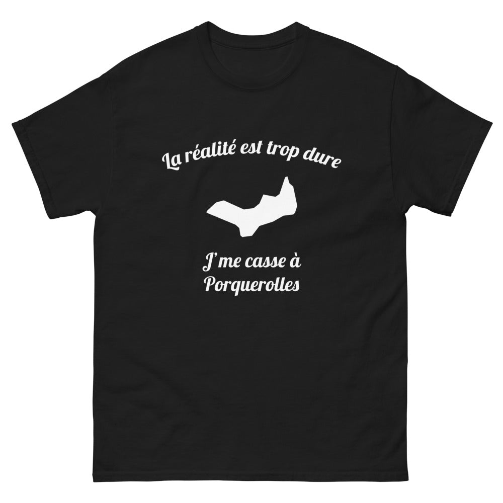 T-shirt Porquerolles noir - La réalité est trop dure