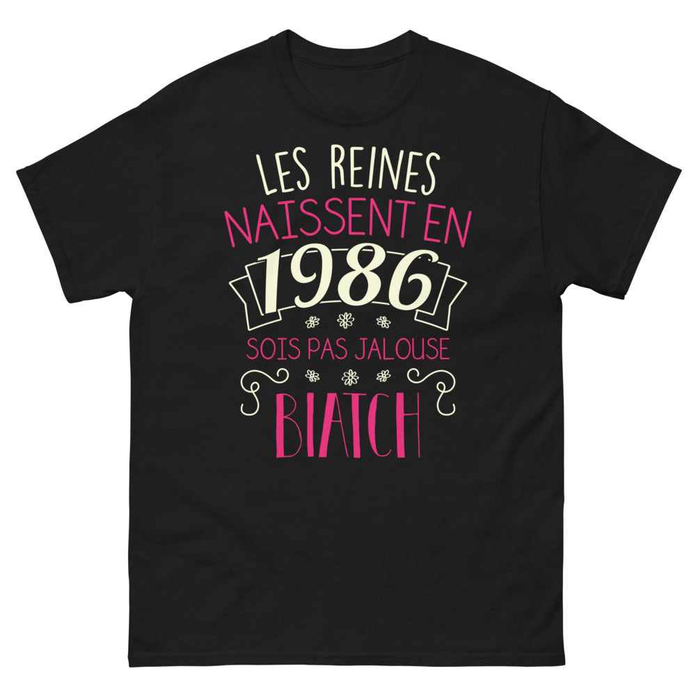 T-shirt 1986 noir - Les reines naissent en 1986