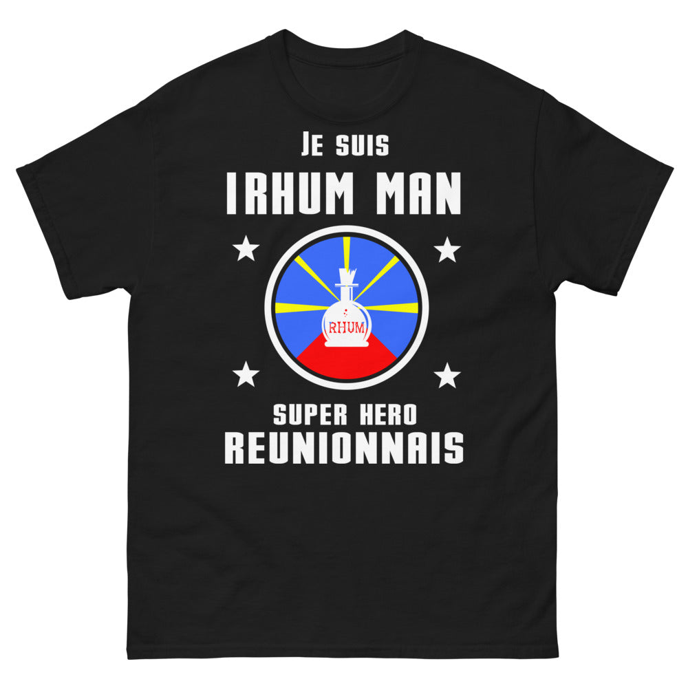 T-shirt Réunion noir - Je suis I'Rhum Man, Super Héros