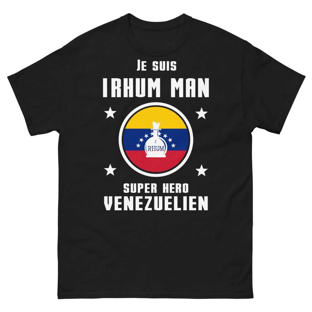 T-shirt Vénézuélien noir - Je suis Rhum-Man, Super Héros