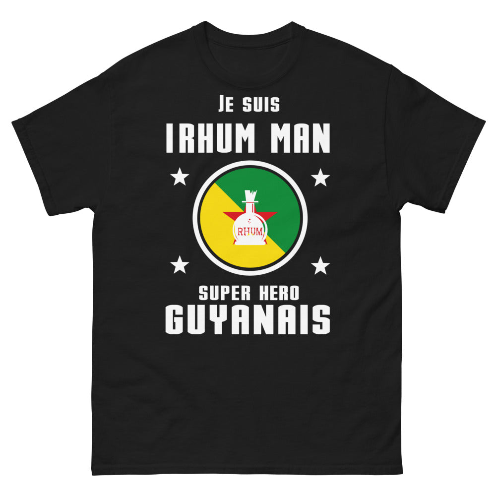 T-shirt Guyane noir - Je suis I'Rhum Man, super-héros