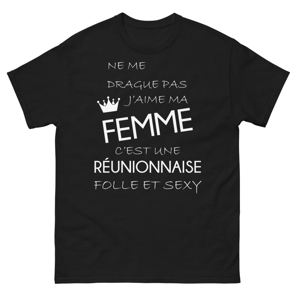T-shirt Réunion noir - Amour d'une Réunionnaise folle et sexy