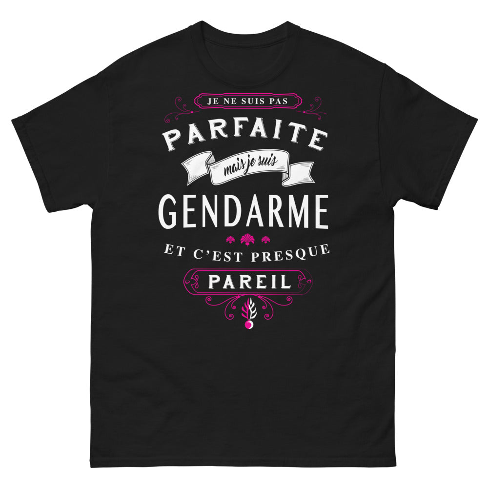 T-shirt Gendarme noir - Je ne suis pas parfaite, mais gendarme