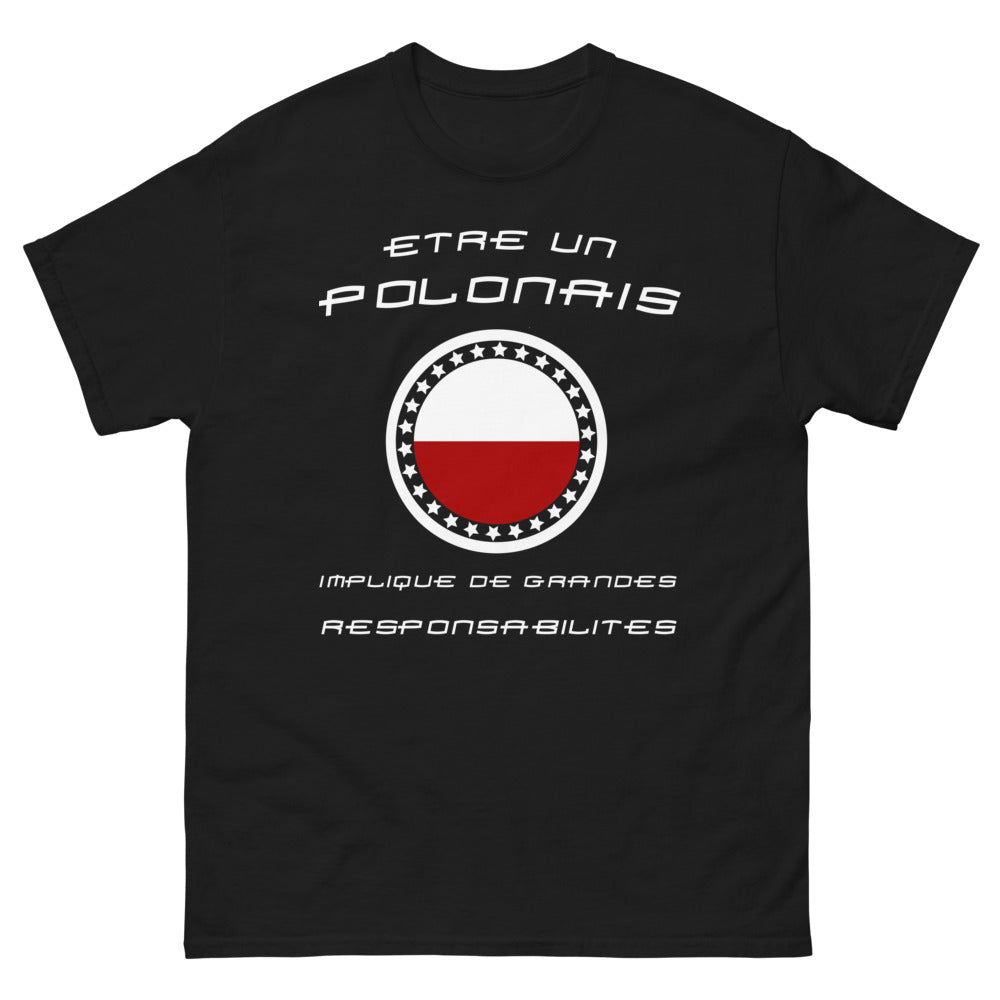 T-shirt Pologne noir - être un Polonais implique de grandes responsabilités