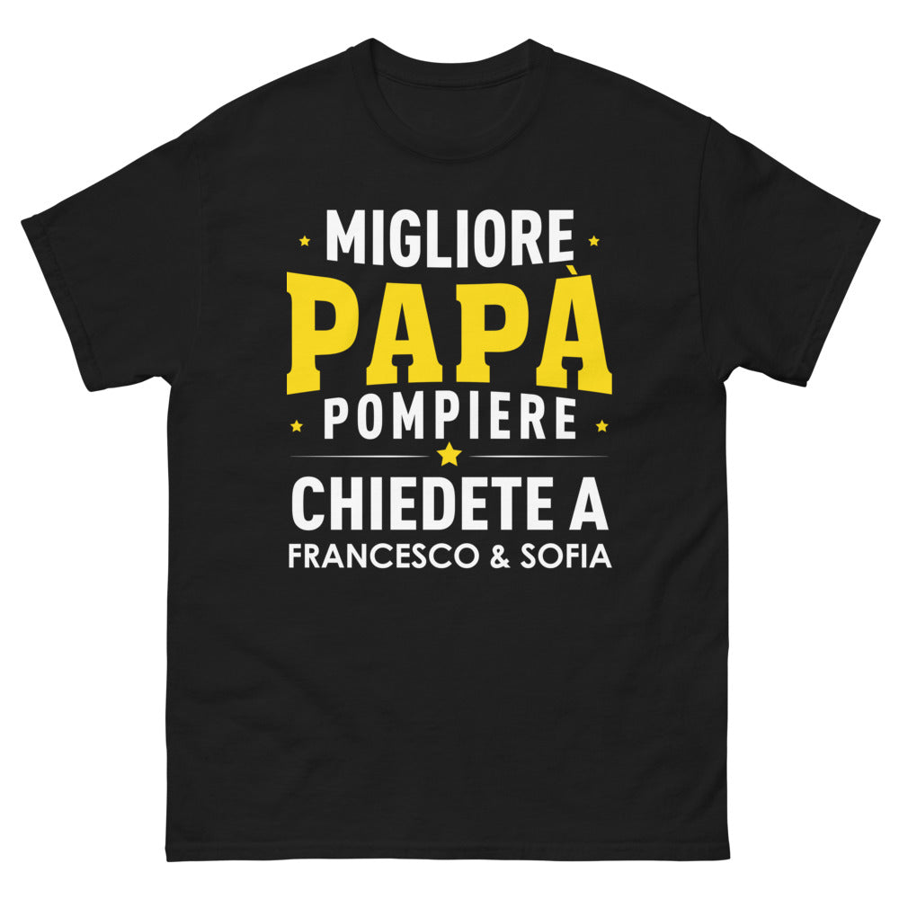 T-shirt Pompiere noir - Migliore Papà con umorismo