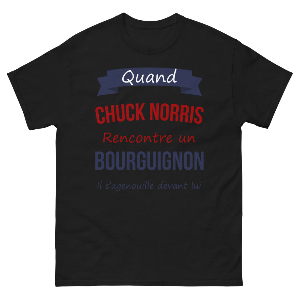 T-shirt Bourgogne noir - Chuck Norris s'agenouille