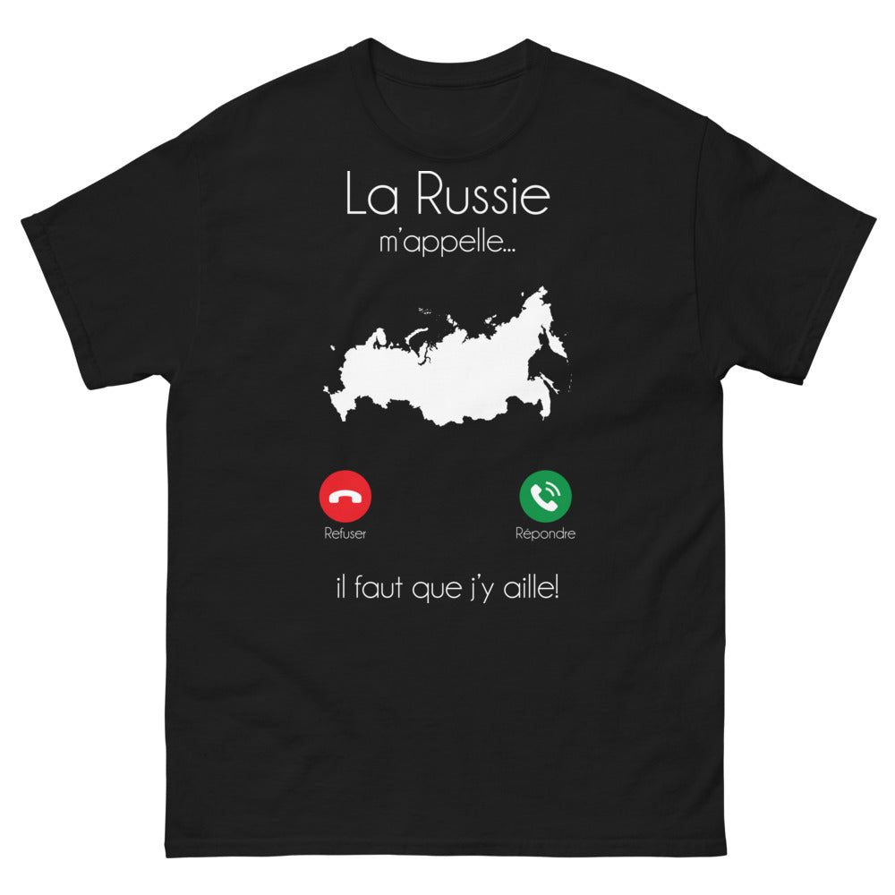 T-shirt Russie noir - La Russie m'appelle, il faut que j'y aille