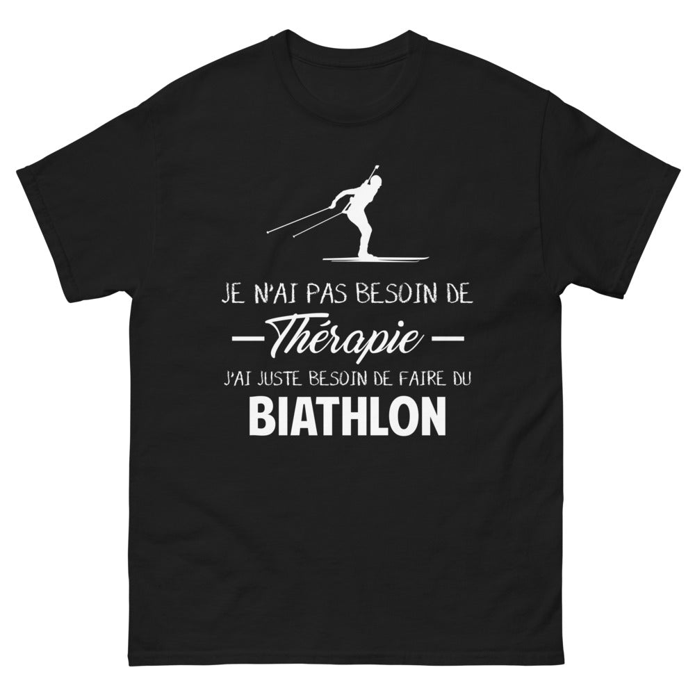 T-shirt Biathlon noir - Pas besoin de thérapie, juste de biathlon