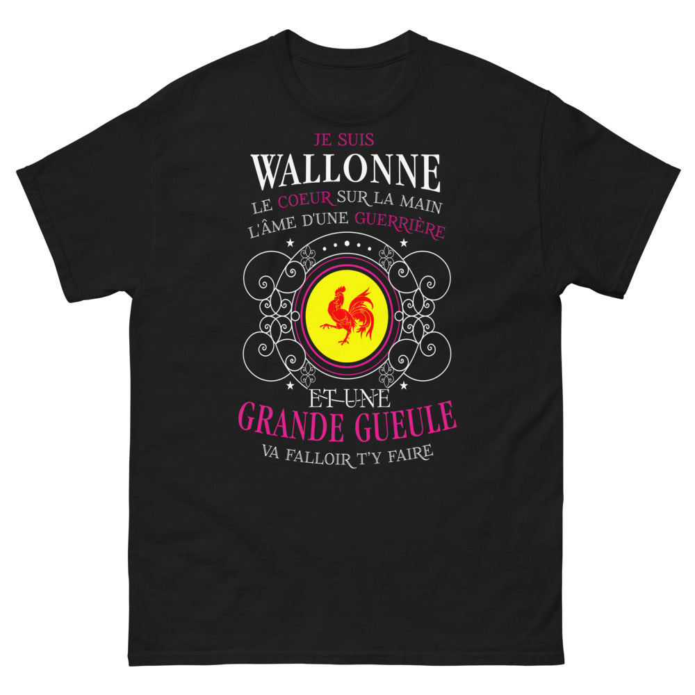 T-shirt Wallonne noir - Guerrière au grand cœur