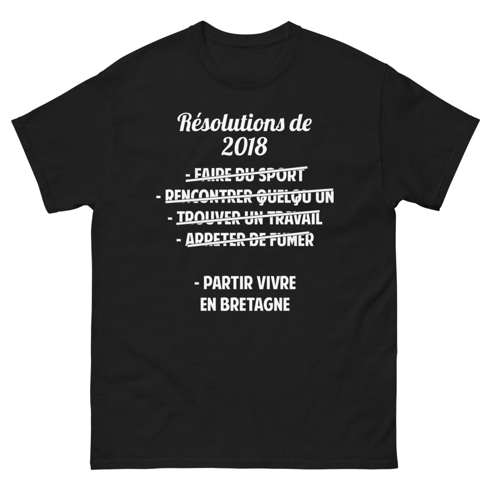 T-shirt Bretagne noir - Résolutions de 2018 avec humour