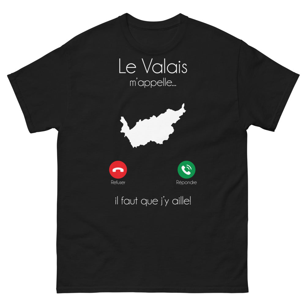 T-shirt Valais noir - Le Valais m'appelle, il faut que j'y aille