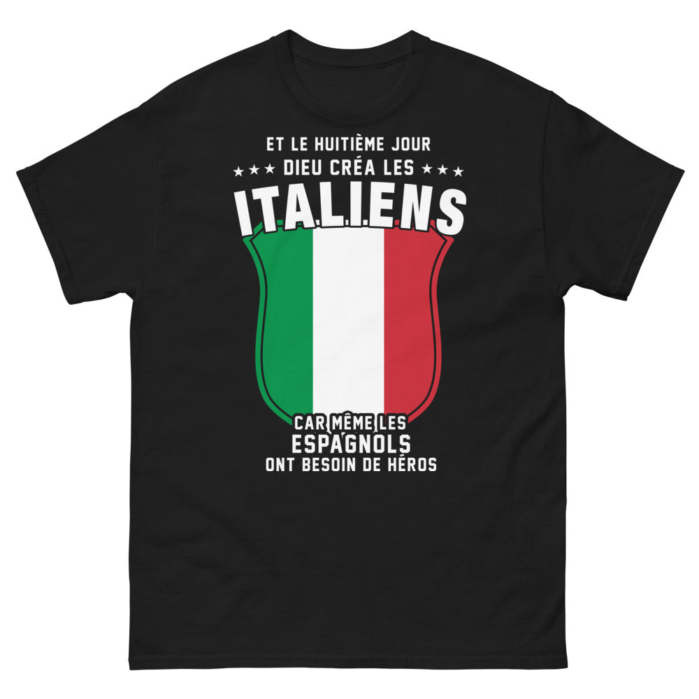 T-shirt Italie noir - Et le huitième jour, Dieu créa les Italiens