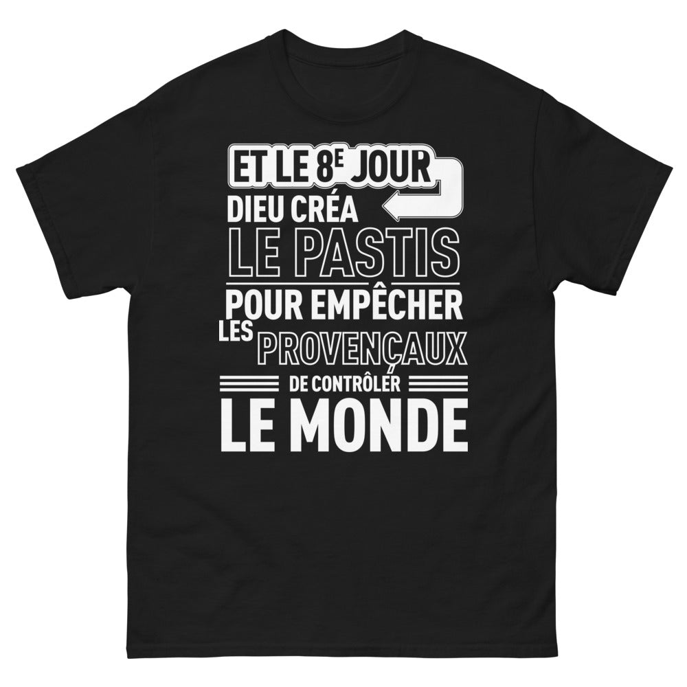 T-shirt Provence noir - Et le 8e jour, Dieu créa le pastis