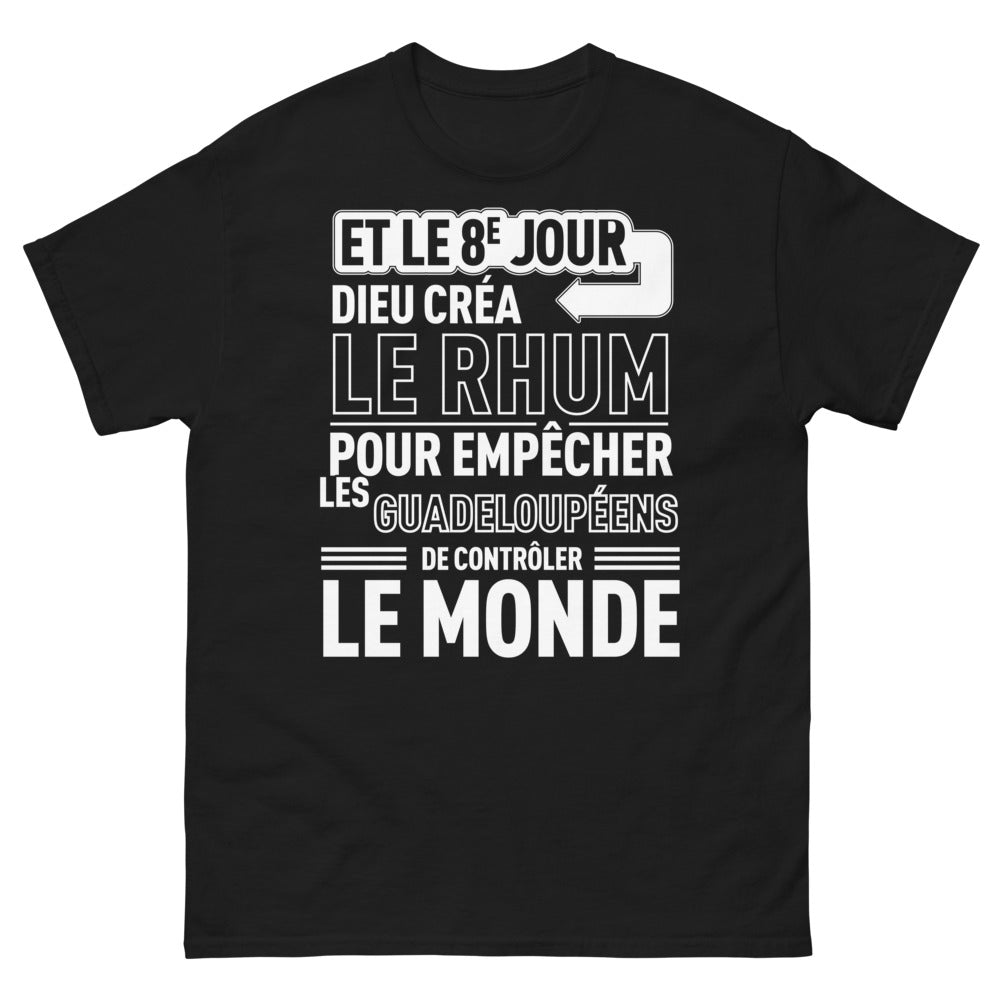 T-shirt Guadeloupe noir - Et le 8e jour Dieu créa le rhum