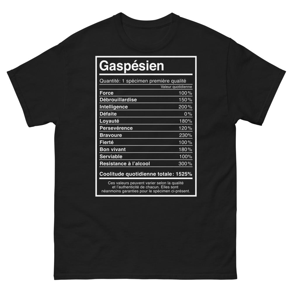 T-shirt Gaspésien noir - Fiers habitants de la pointe