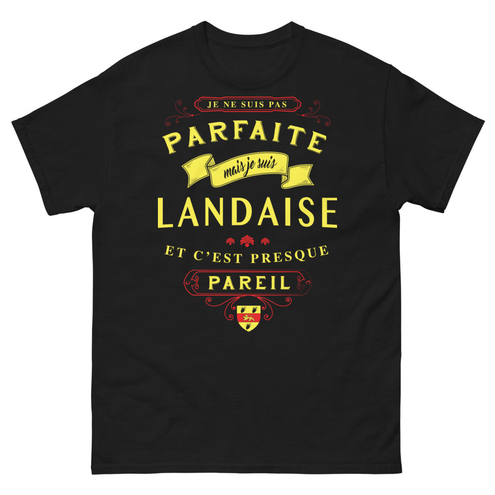 T-shirt Landaise noir - Je ne suis pas parfaite mais je suis landaise