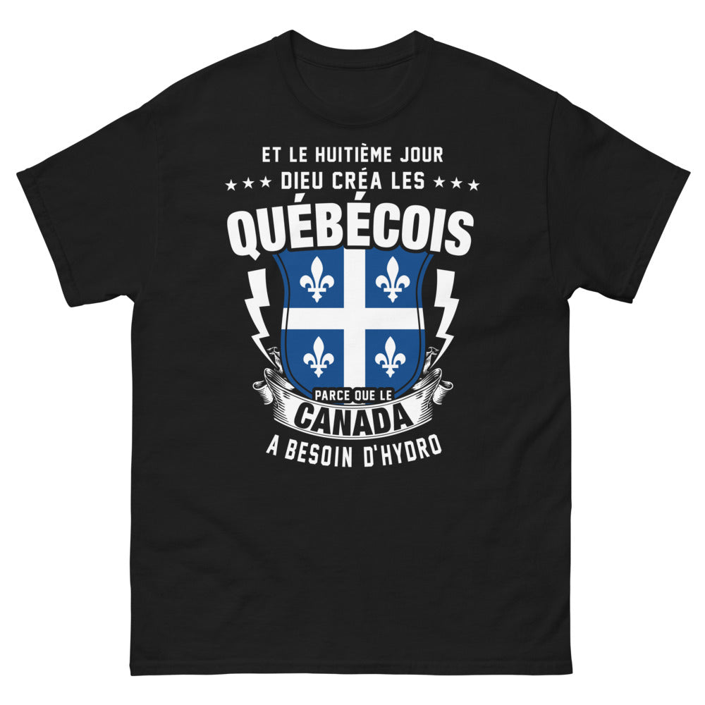 T-shirt Québec noir - Dieu créa les Québécois
