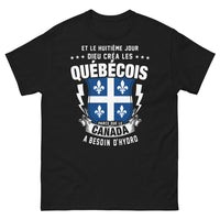 Thumbnail for T-shirt Québec noir - Dieu créa les Québécois