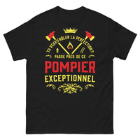 Thumbnail for T-shirt pompier noir - Approchez la perfection avec humour