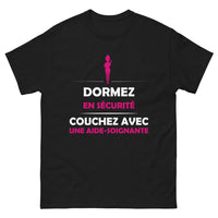 Thumbnail for T-shirt Aide-Soignante noir - Dormez en sécurité, couchez avec une aide-soignante