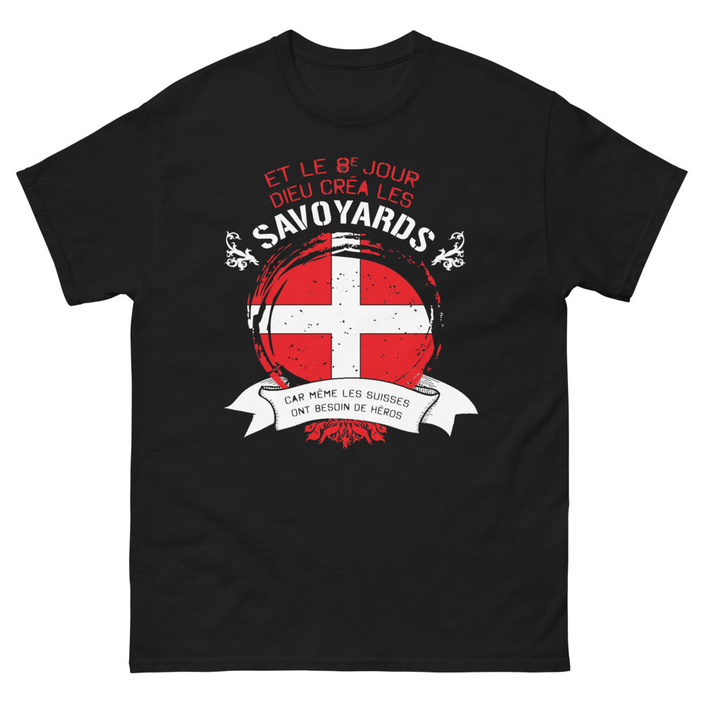 T-shirt Savoyard noir - Même les Suisses ont besoin de héros