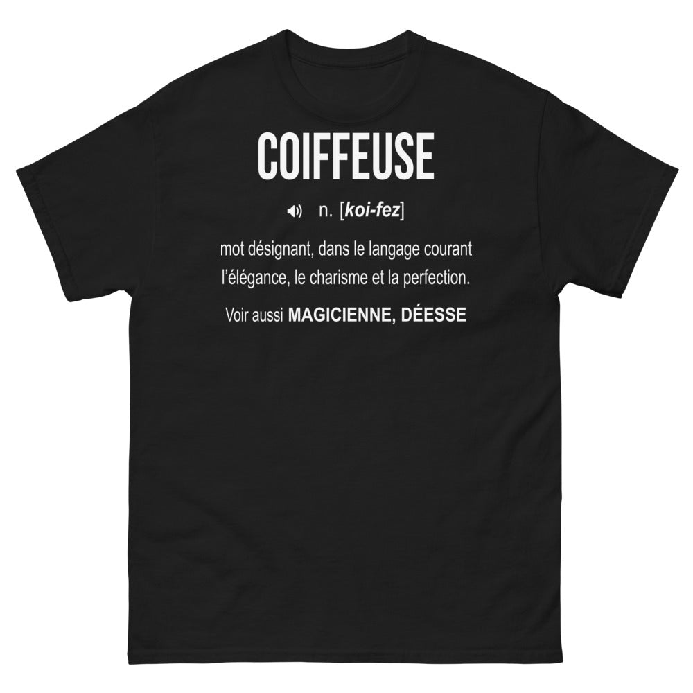 T-shirt Coiffeuse noir - Élégance et charisme au quotidien