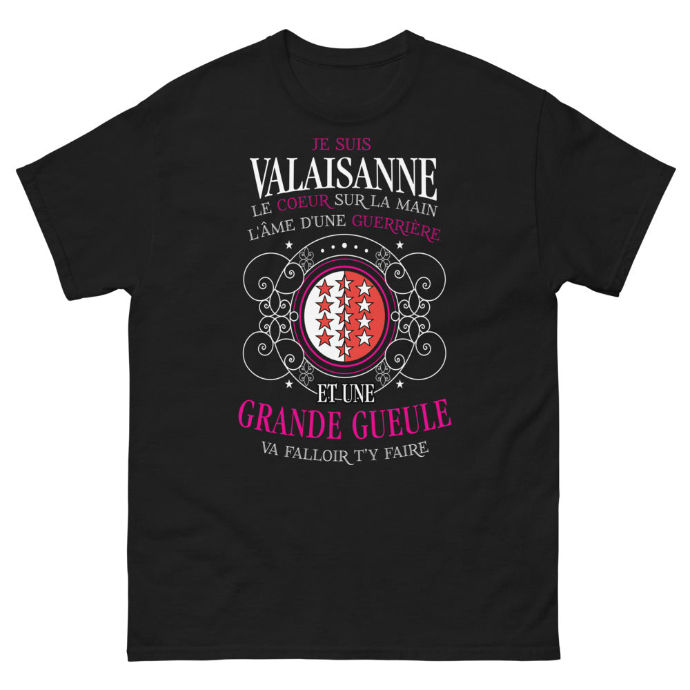 T-shirt Valaisanne noir - Guerrière moderne avec humour