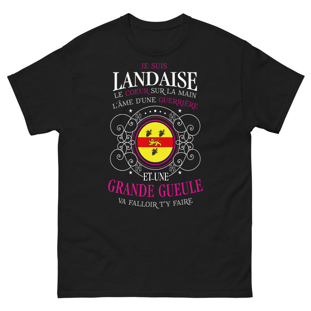 T-shirt Landaise noir - Je suis Landaise, cœur sur la main