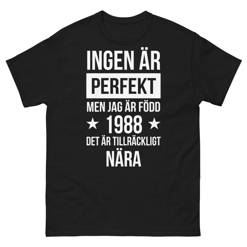T-shirt Suède noir - Ingen är perfekt men jag är född 1988