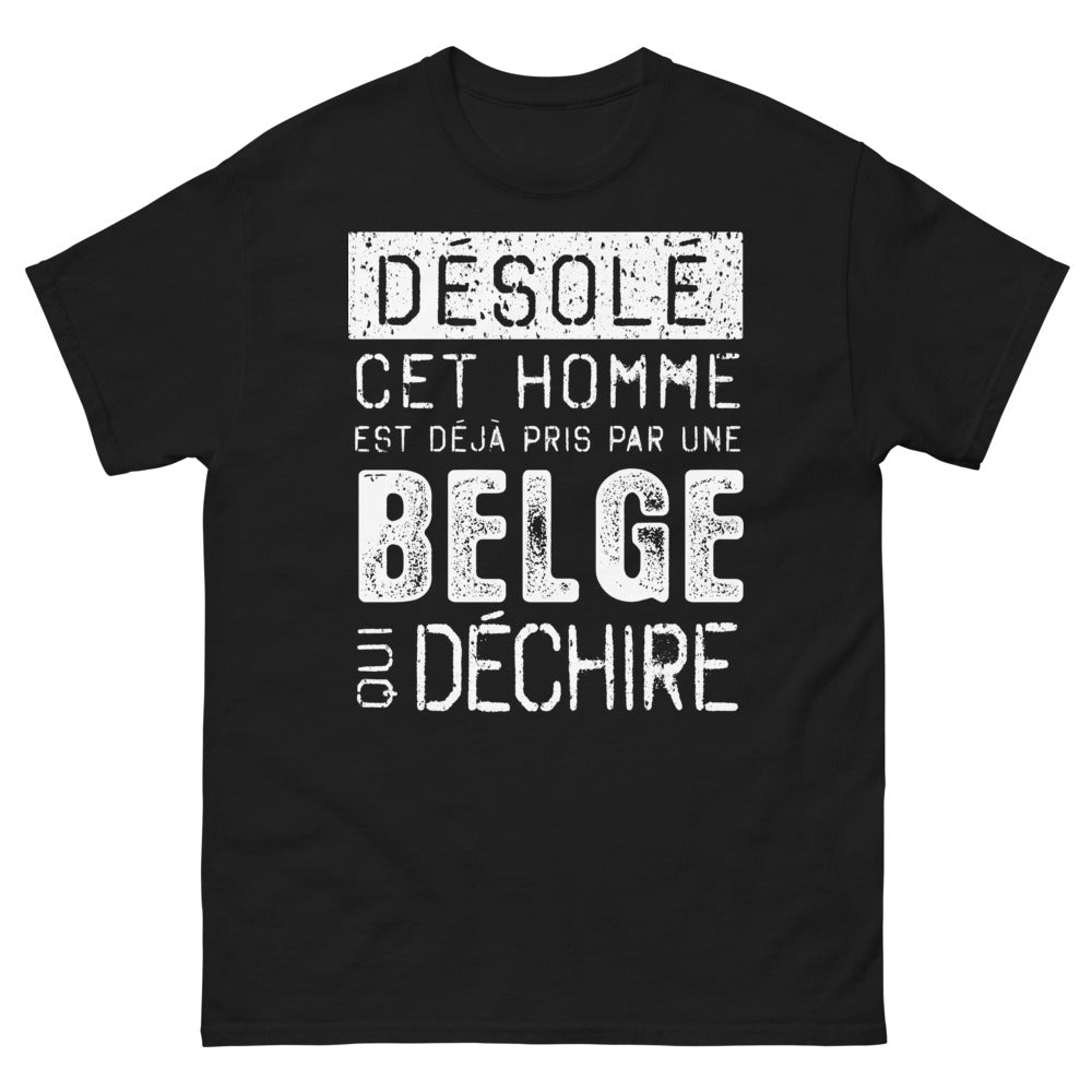 T-shirt Belgique noir - Désolé, cet homme est déjà pris