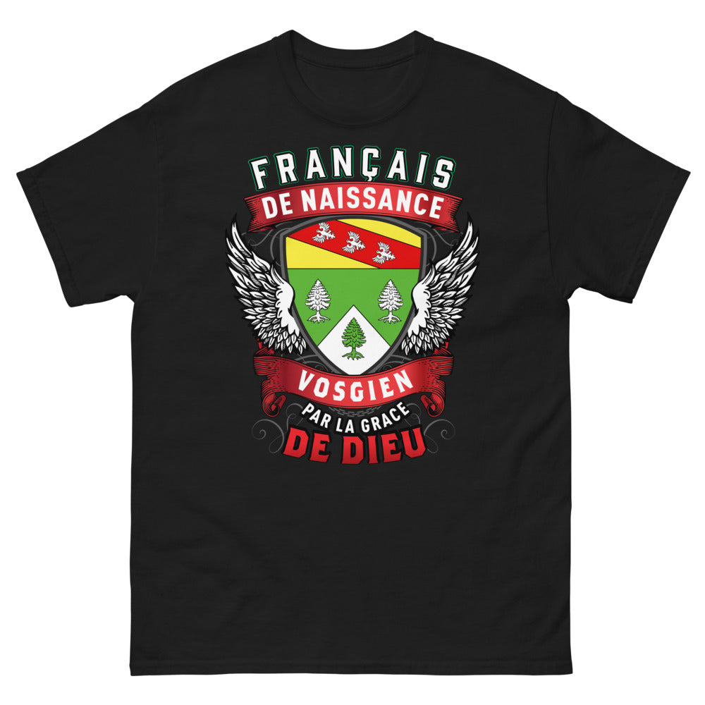 T-shirt Vosgien noir - Français de naissance, Vosgien par la grâce de Dieu