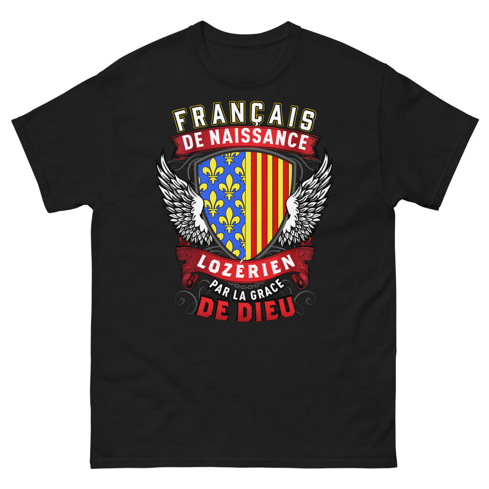 T-shirt Lozérien noir - Français de Naissance, par la Grâce de Dieu