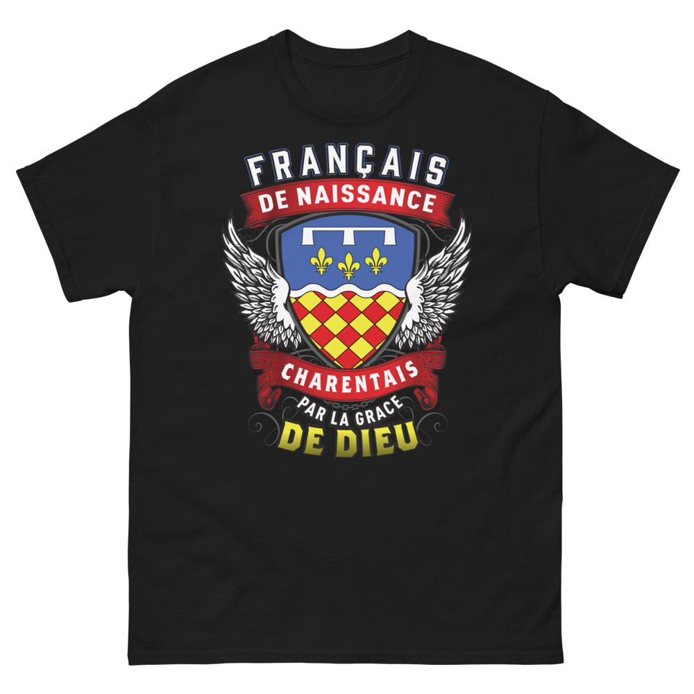 T-shirt Charente noir - Français de Naissance, Charentais par la Grâce de Dieu