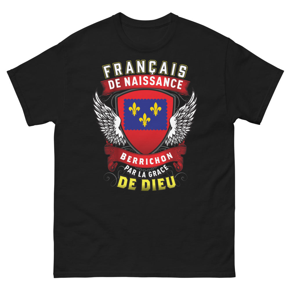 T-shirt Berrichon noir - Fier de ses racines avec humour