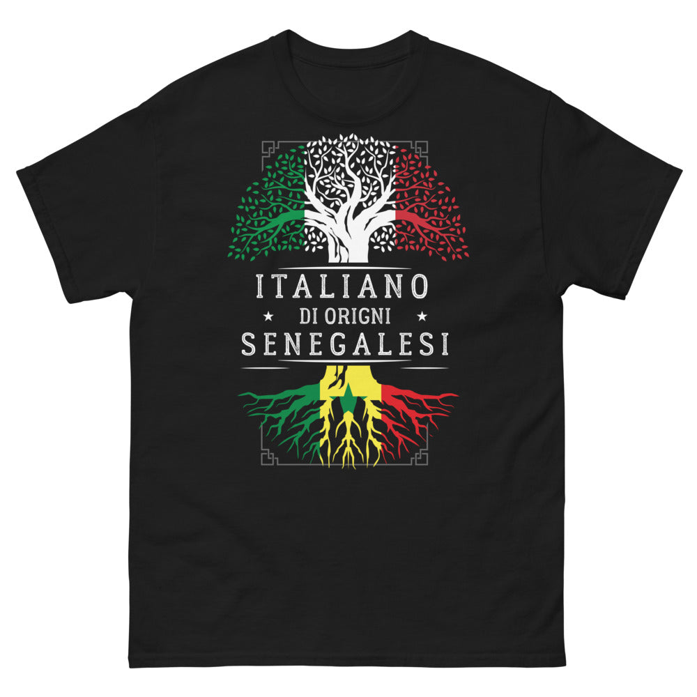 Maglietta Senegal Italia nera - Orgoglio e humour delle origini