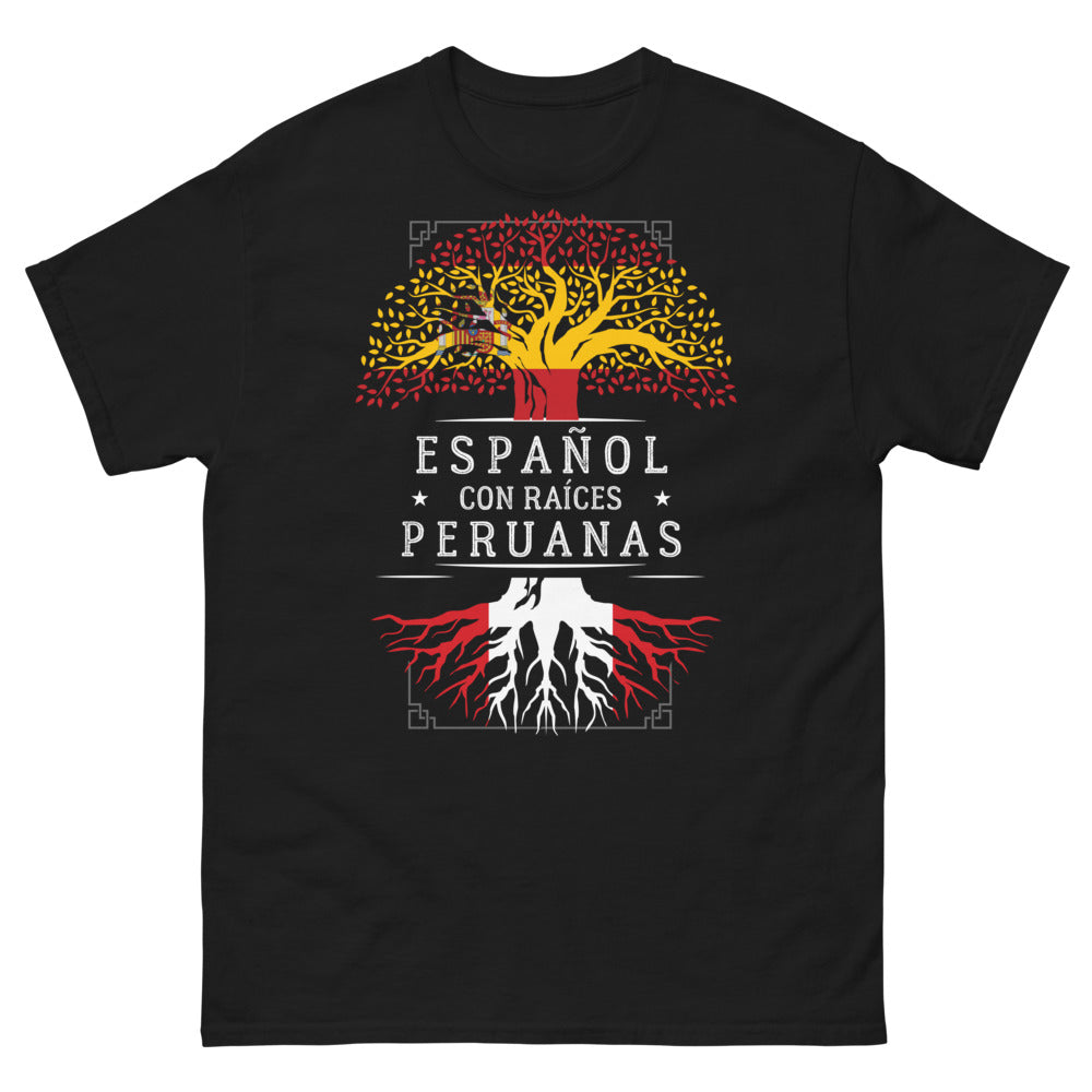 T-shirt Pérou noir - Espagnol avec racines péruviennes