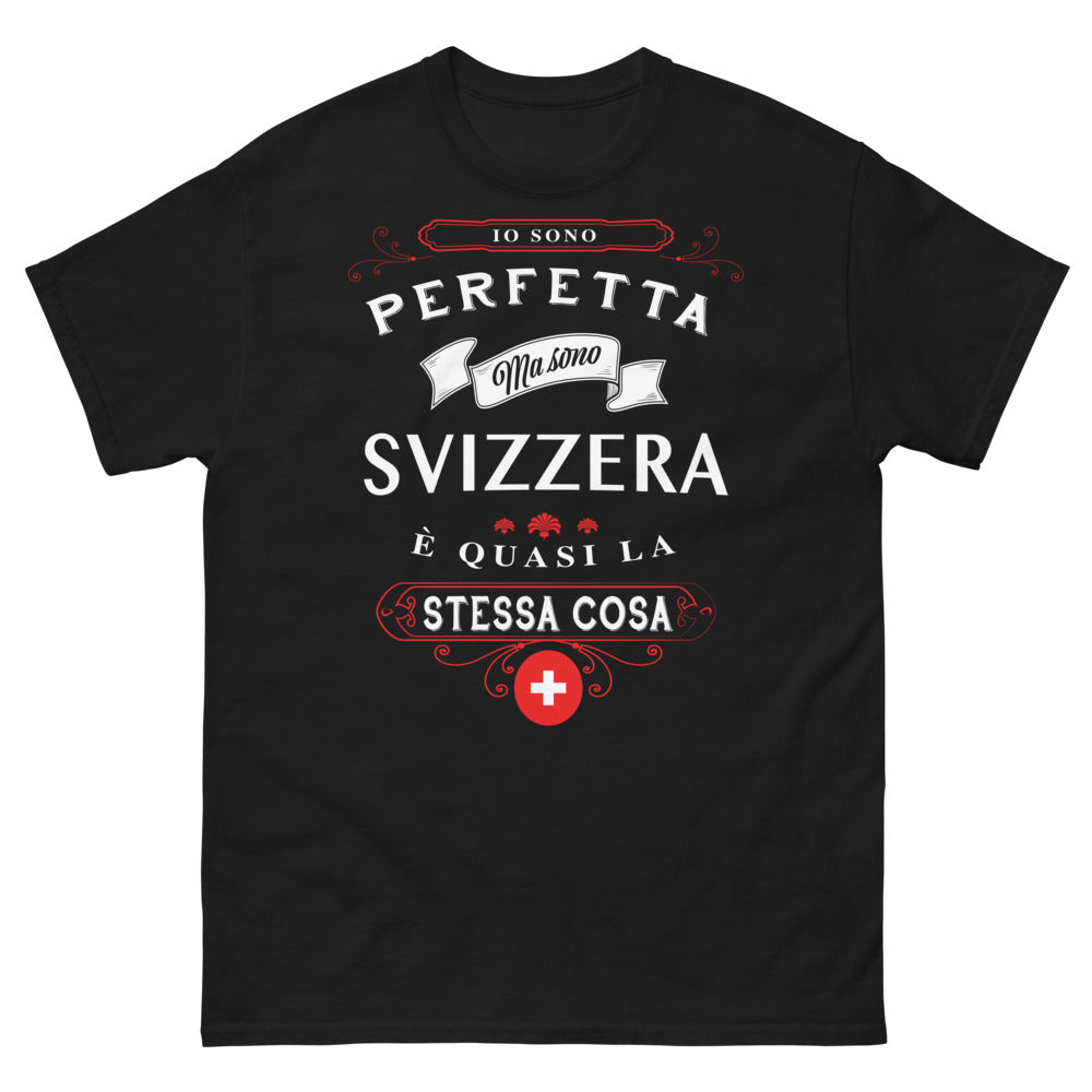 Maglietta Svizzera nera - Je suis parfaite mais je suis suisse