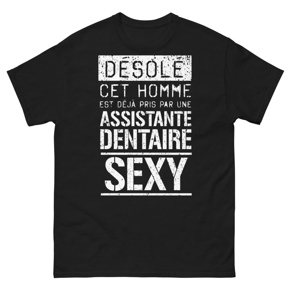 T-shirt assistante dentaire noir - Désolé, cet homme est déjà pris