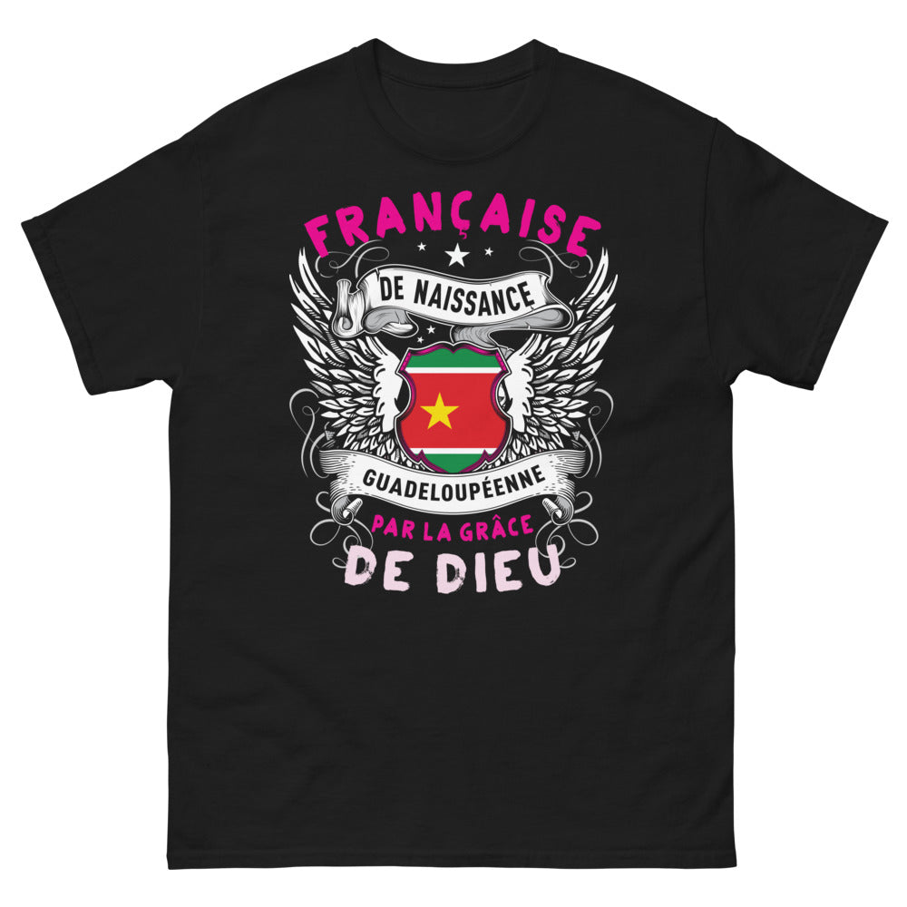 T-shirt Guadeloupe noir - Française de naissance, Guadeloupéenne