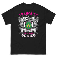 Thumbnail for T-shirt France x Brésil noir - Française de naissance, Brésilienne par grâce de Dieu