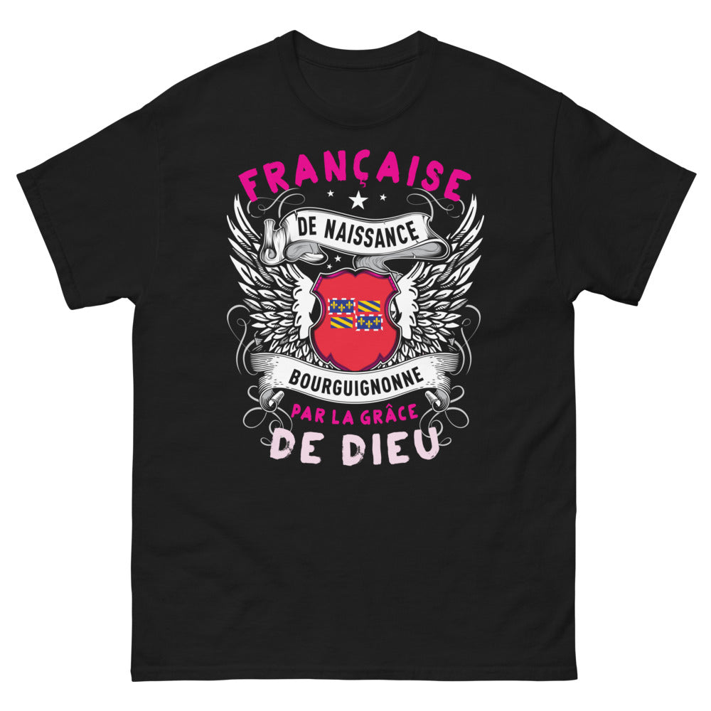 T-shirt Bourgogne noir - Française de naissance bourguignonne