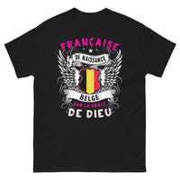 Thumbnail for T-shirt franco-belge noir - Française de naissance, Belge par la grâce de Dieu