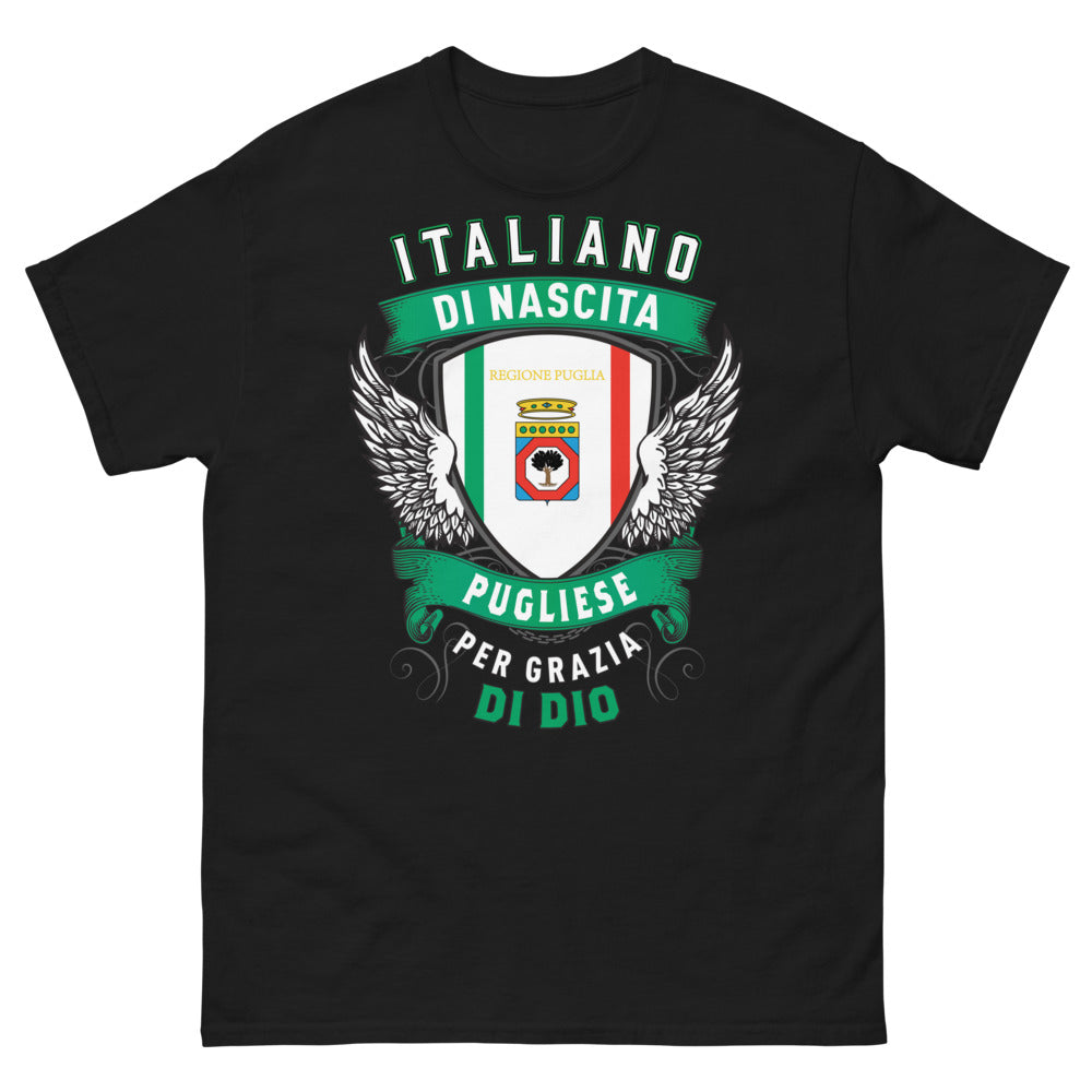 T-Shirt Puglia blu scuro - Italiano di Nascita, Pugliese per Grazia di Dio