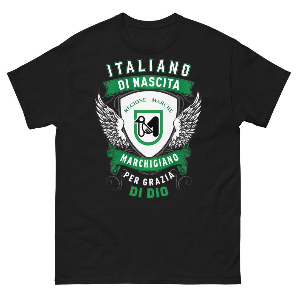 T-Shirt Marchigiano nero - Italiano di Nascita, Marchigiano per Grazia di Dio