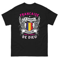 Thumbnail for T-shirt France Roumanie noir - Française de naissance, Roumaine par la grâce de Dieu